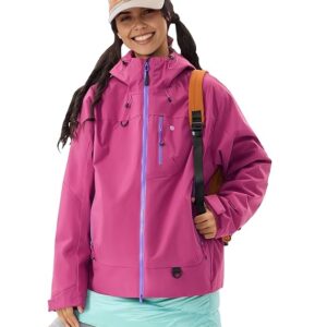 Venzina Women's Fashionable Fitted Waterproof Jacket, Stylish Color-Block Windbreaker