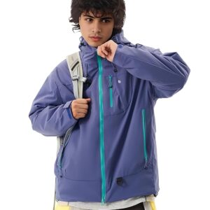 Venzina Men's Waterproof Rain Jacket-Lightweight Windbreaker with Color Block Design